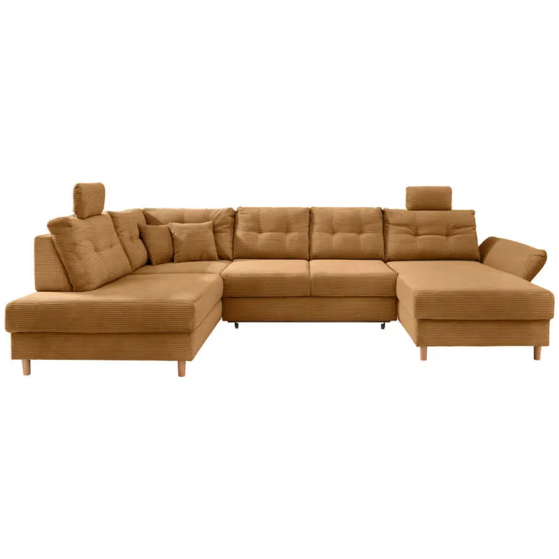 Wohnlandschaft in Cord Goldfarben