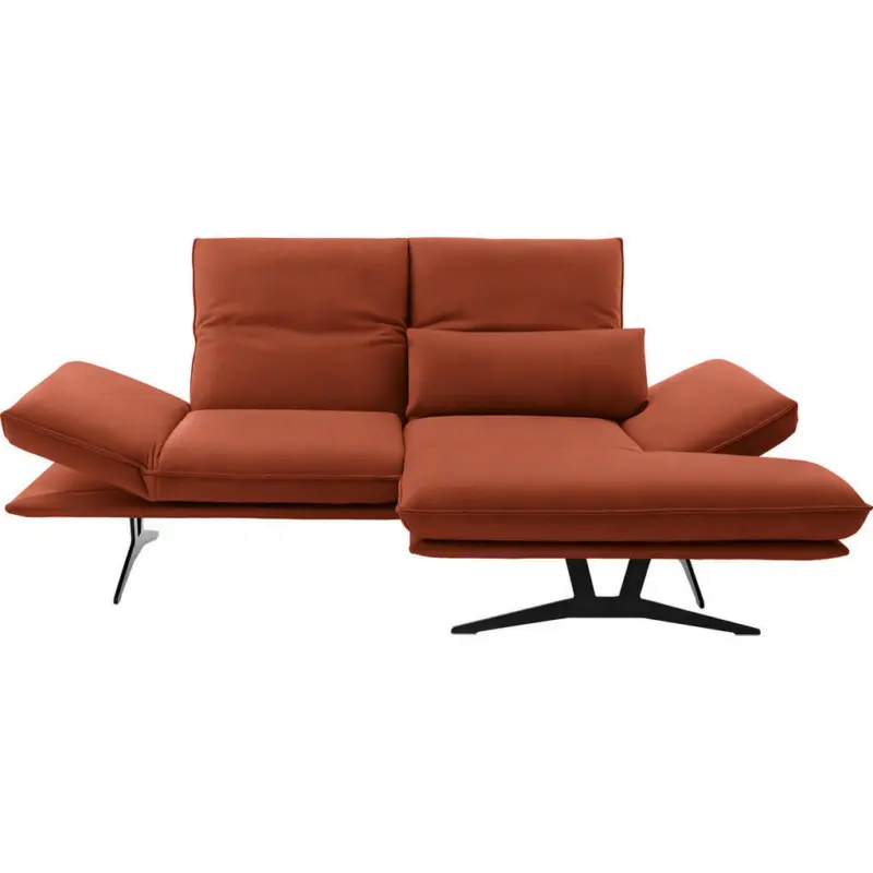 Ecksofa in Echtleder Orange 210/130 cm