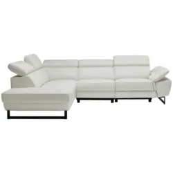 Ecksofa in Echtleder Wei&szlig; 225/281 cm