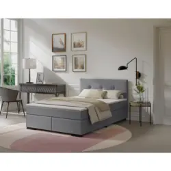 Boxspringbett 120/200 cm in Hellgrau