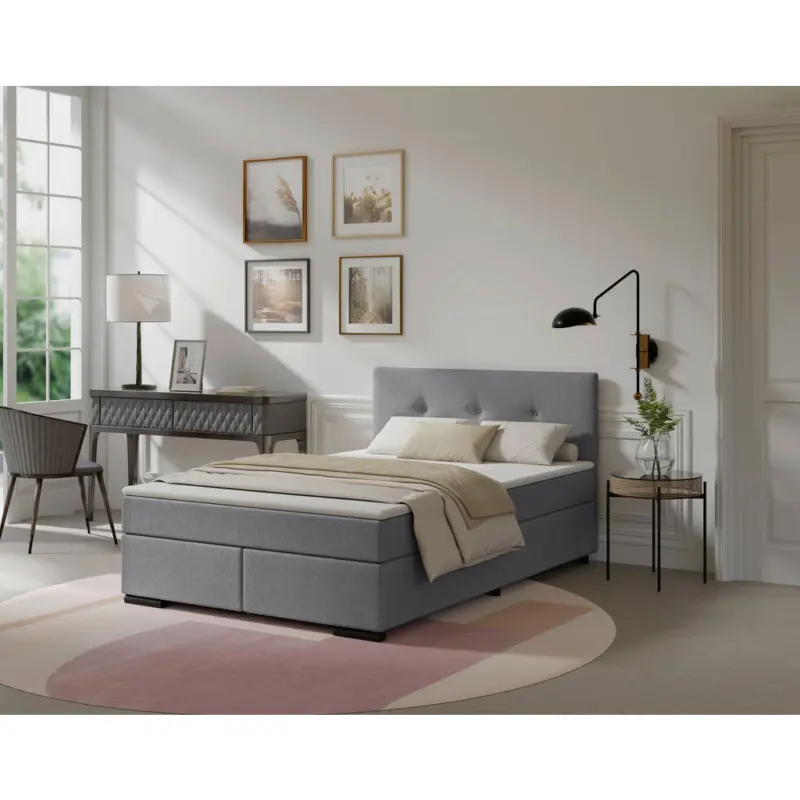 Boxspringbett 120/200 cm in Hellgrau