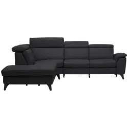 Ecksofa in Echtleder Schwarz 239/285 cm