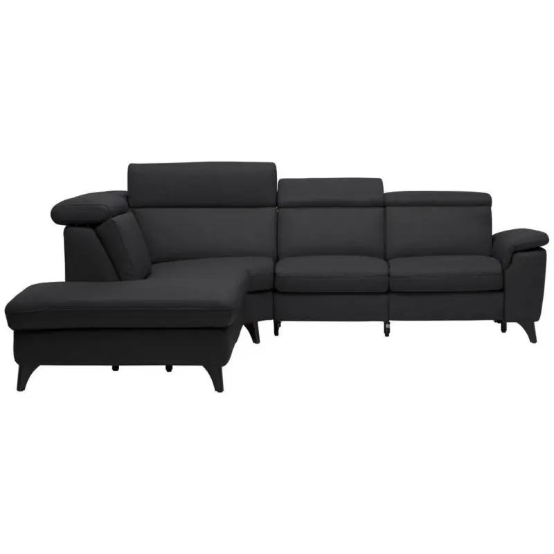 Ecksofa in Echtleder Schwarz 239/285 cm