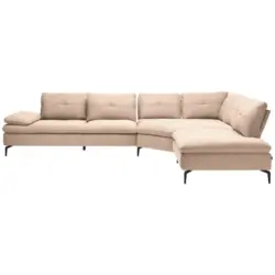 Ecksofa in Flachgewebe Hellbraun 344/271 cm