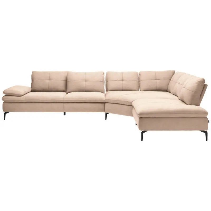 Ecksofa in Flachgewebe Hellbraun 344/271 cm