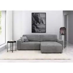 Ecksofa Chance in Cord Hellgrau 265/164 cm