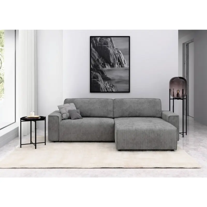 Ecksofa Chance in Cord Hellgrau 265/164 cm