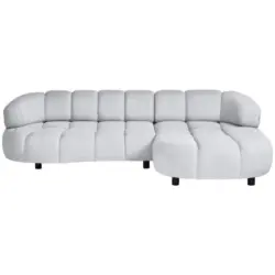 Ecksofa in Cord, Velours Hellgrau 284/183 cm