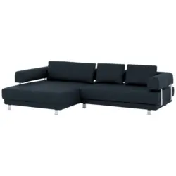 Ecksofa in Echtleder Dunkelblau 188/307 cm