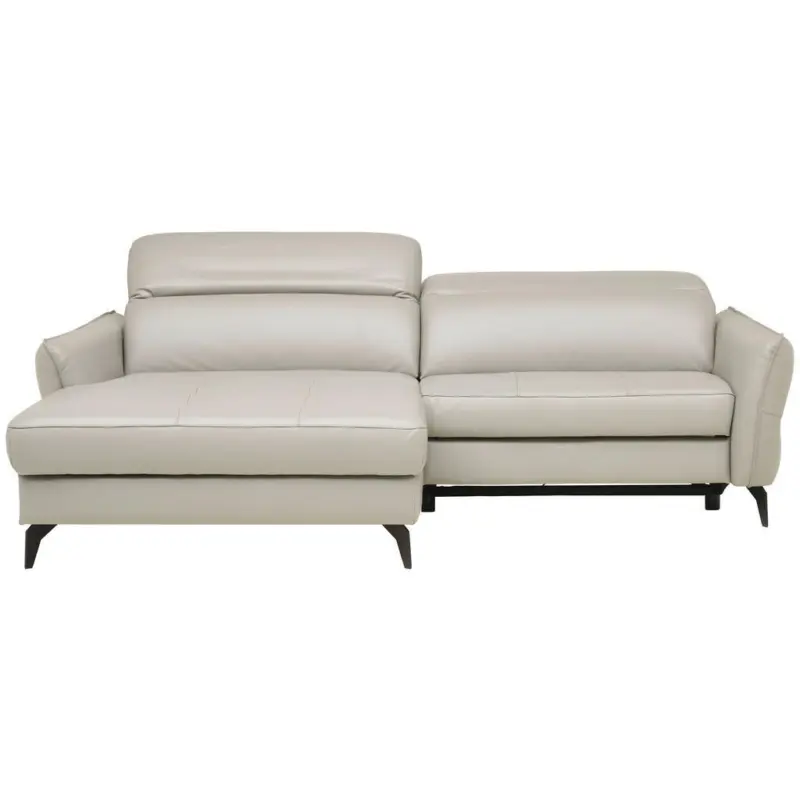 Ecksofa in Echtleder Hellgrau 175/246 cm