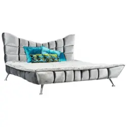 Polsterbett Silberfarben 200/200 cm