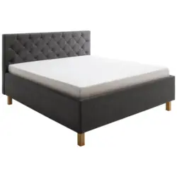 Polsterbett Matratze, gepolstertes Kopfteil, Lattenrost, Bettkasten Anthrazit 180/200 cm