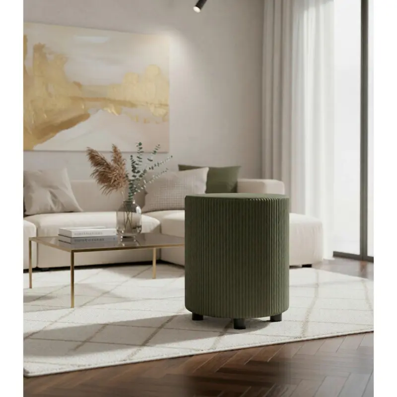 Pouf in Olivgr&uuml;n Textil