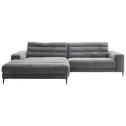 Ecksofa in Cord Dunkelgrau 207/296 cm