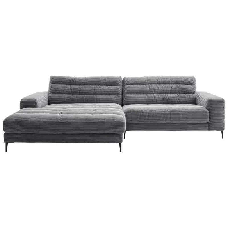 Ecksofa in Cord Dunkelgrau 207/296 cm