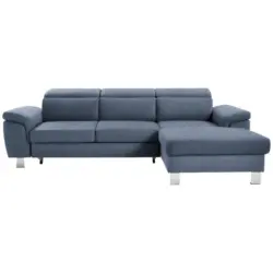 Ecksofa in Webstoff Blau 250/167 cm