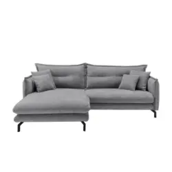 Ecksofa in Velours Grau 180/255 cm