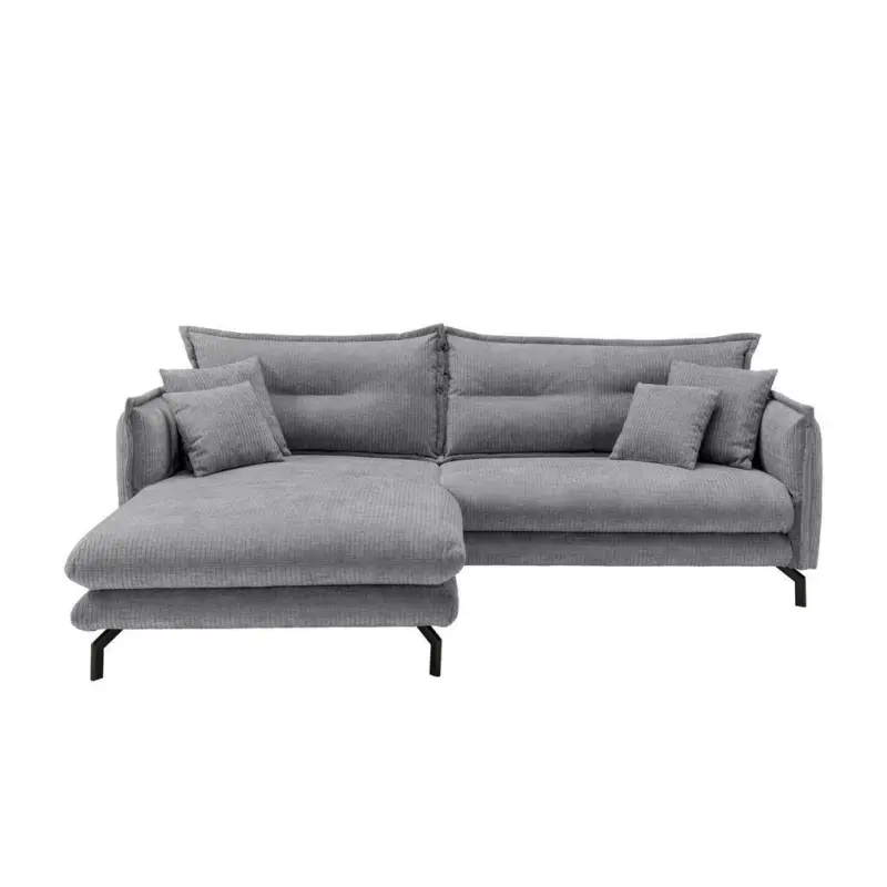 Ecksofa in Velours Grau 180/255 cm