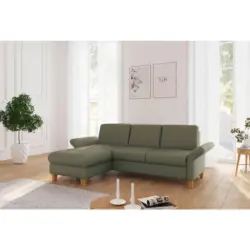Ecksofa Rochelle E in Flachgewebe Olivgr&uuml;n 164/251 cm