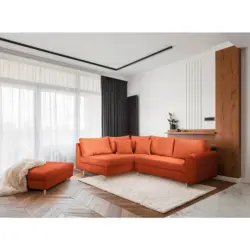 Ecksofa inkl. Hocker Ariella in Cord Rostfarben 161/231 cm