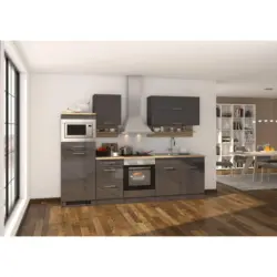 K&uuml;chenleerblock 270 cm in Graphitfarben