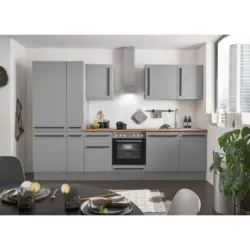 K&uuml;chenblock 310 cm in Grau, Eichefarben