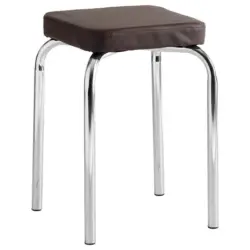 Stapelhocker in Metall, Textil Braun