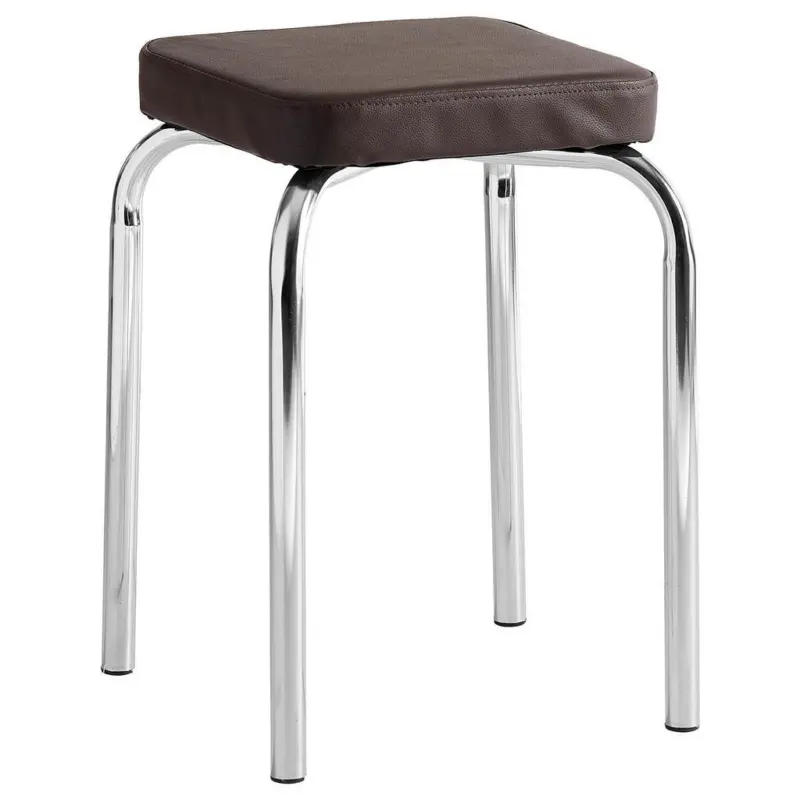 Stapelhocker in Metall, Textil Braun