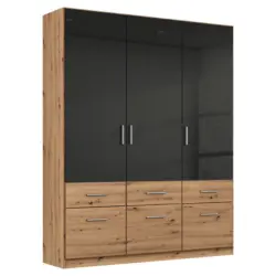 Kleiderschrank in Dunkelgrau, Eiche Artisan