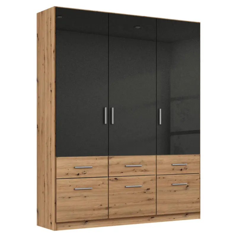 Kleiderschrank in Dunkelgrau, Eiche Artisan