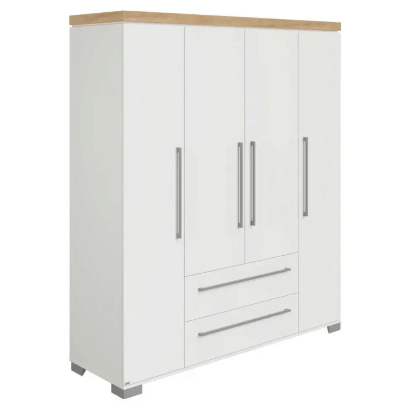 Dreht&uuml;renschrank in Wei&szlig;, Eichefarben