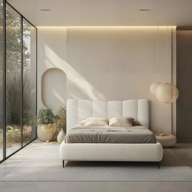 Polsterbett gepolstertes Kopfteil, Lattenrost, Bettkasten Creme 160/200 cm