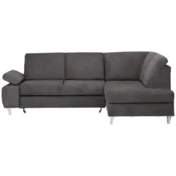 Ecksofa in Flachgewebe Graubraun 255/186 cm