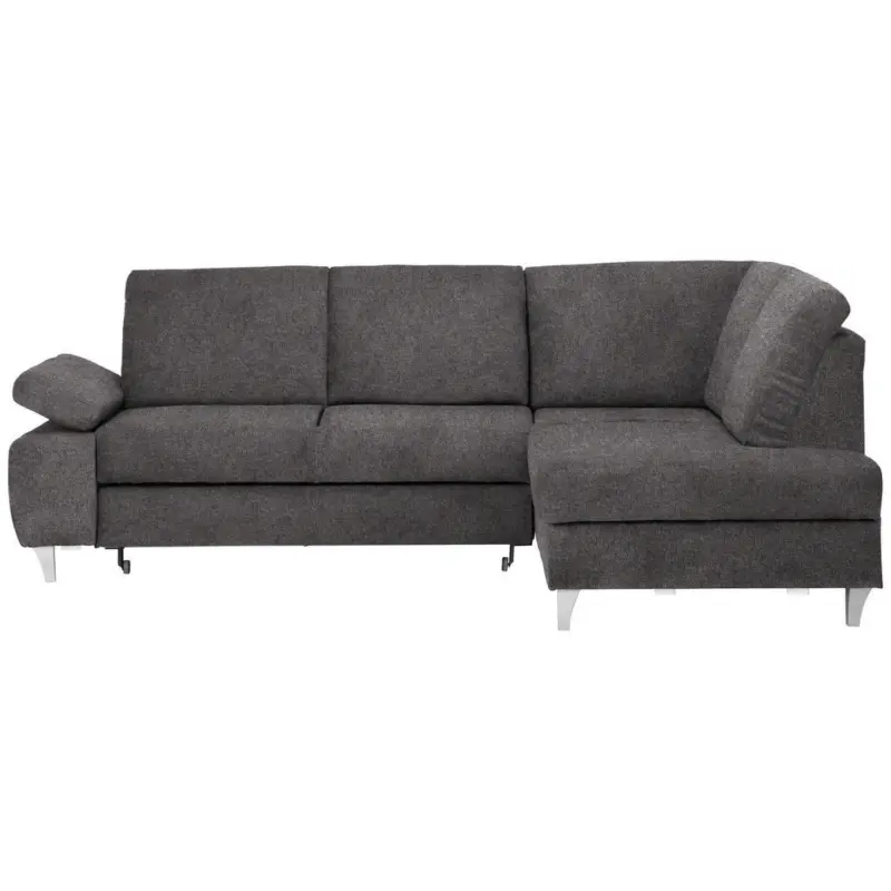 Ecksofa in Flachgewebe Graubraun 255/186 cm