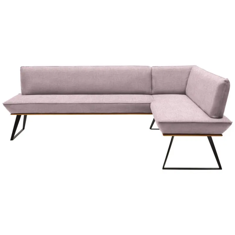 Eckbank 243/163 cm in Rosa, Schwarz, Eichefarben