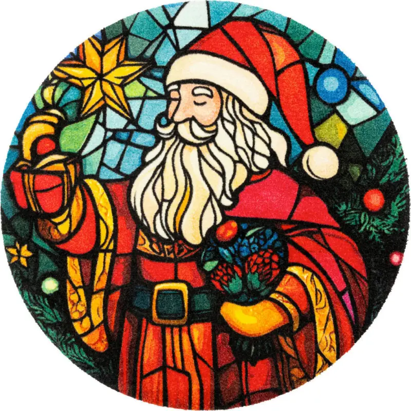 FU&szlig;MATTE 90 cm Stainglass Santa