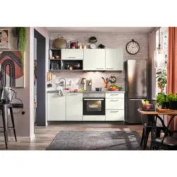 K&uuml;chenblock 205 cm in Anthrazit, Magnolie