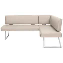 Eckbank 185/137 cm in Creme, Edelstahlfarben