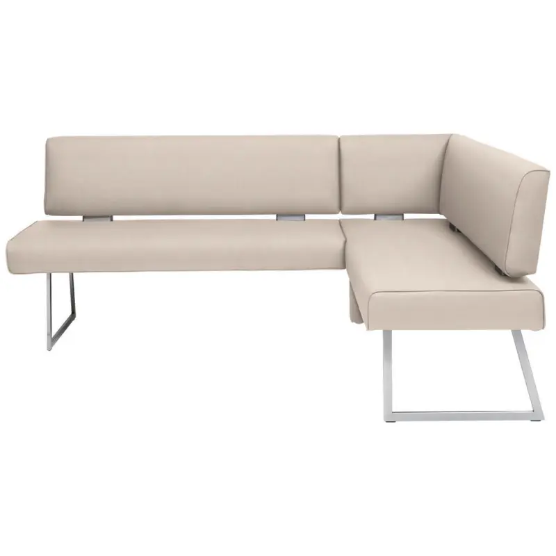 Eckbank 185/137 cm in Creme, Edelstahlfarben