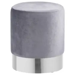 Hocker in Metall, Textil Grau, Chromfarben