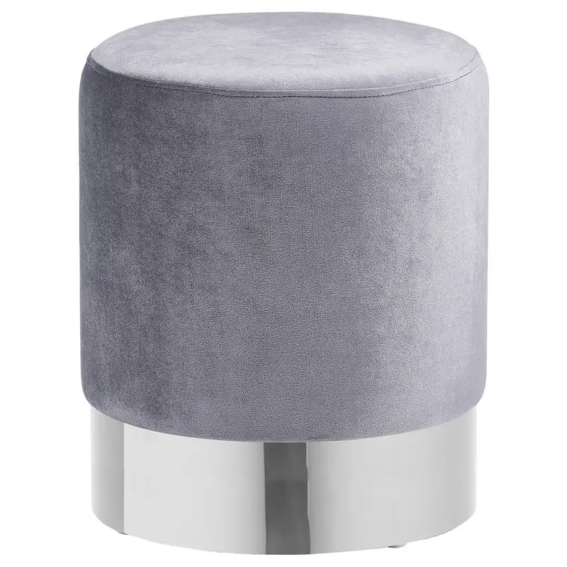 Hocker in Metall, Textil Grau, Chromfarben