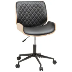 Drehstuhl in Lederlook Naturfarben, Schwarz