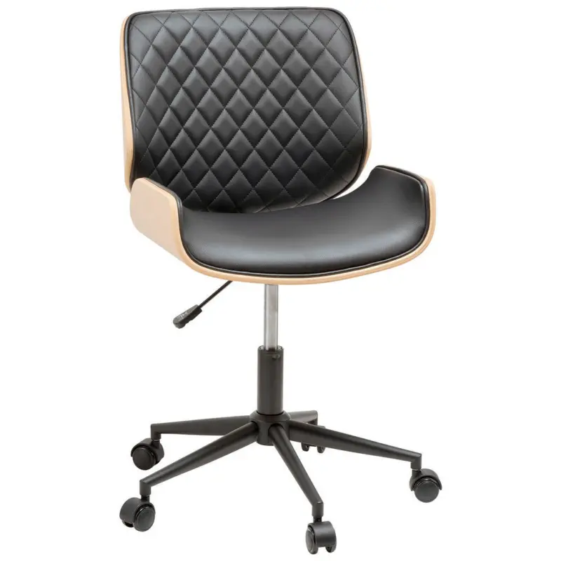 Drehstuhl in Lederlook Naturfarben, Schwarz