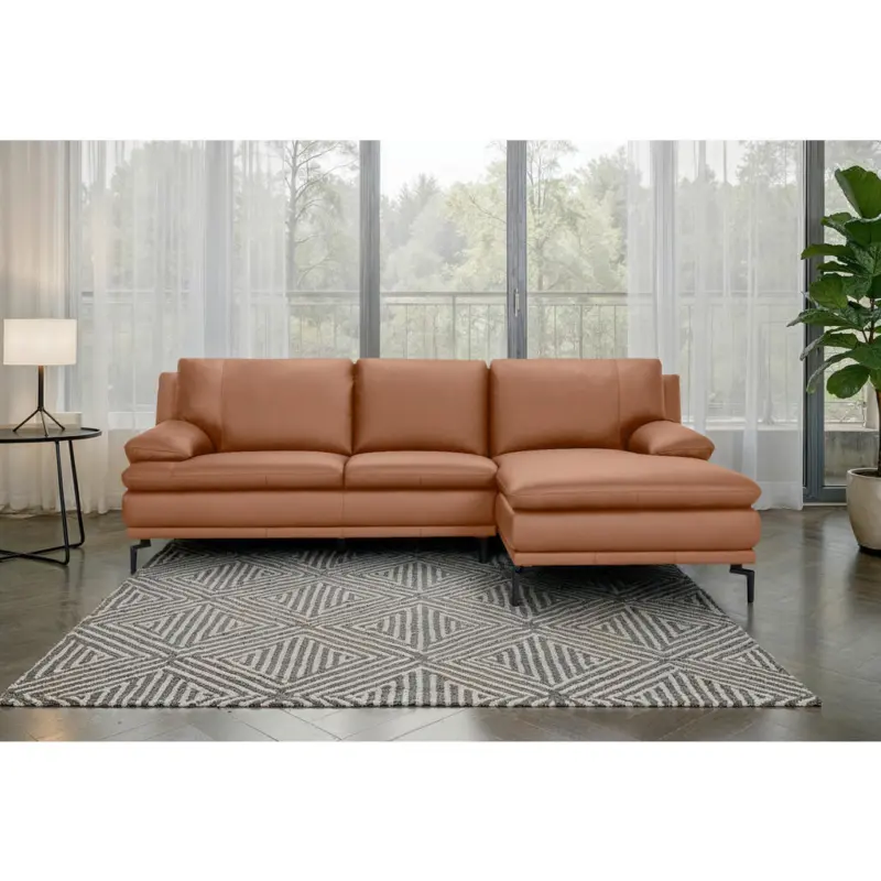 Ecksofa in Echtleder Cognac 248/158 cm