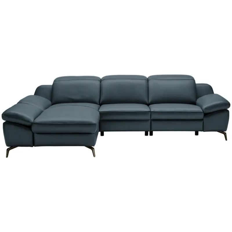 Ecksofa in Echtleder Dunkelblau 183/286 cm