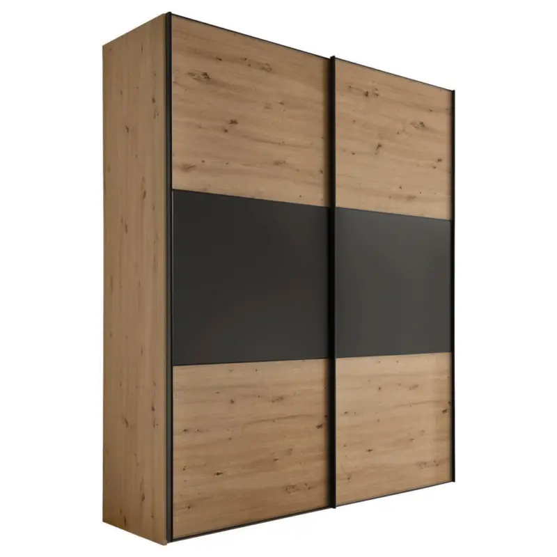 Schwebet&uuml;renschrank in Anthrazit, Eiche Artisan