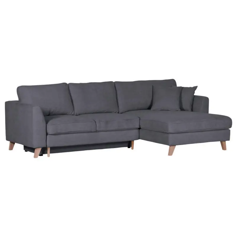 Ecksofa in Cord Dunkelgrau
