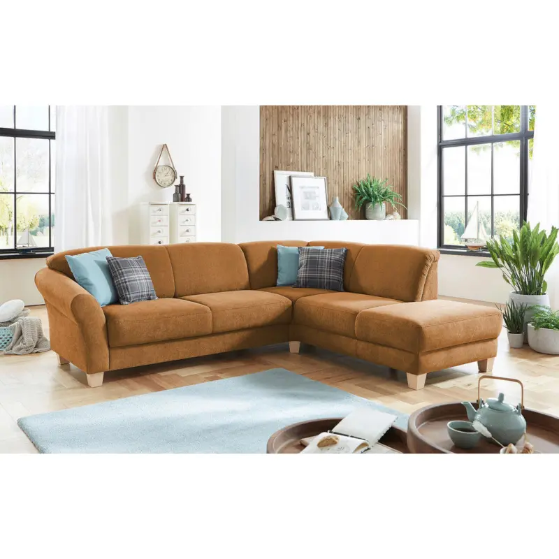 Ecksofa in Flachgewebe Terracotta 257/212 cm