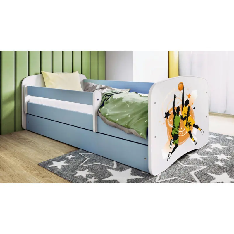 Kinder-/Juniorbett 80/160 cm in Blau, Wei&szlig;