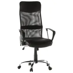 Drehstuhl in Lederlook, Netzbespannung Schwarz